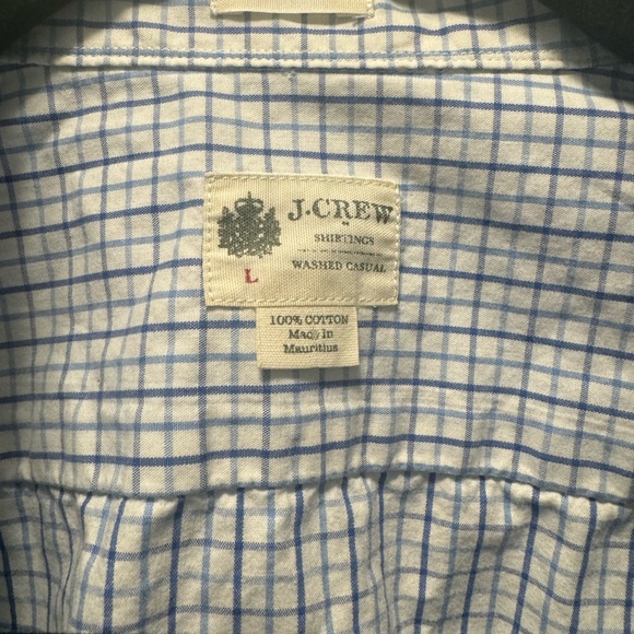 JCrew Shirt Mens Large Blue Button Down Long Sleeve Plaid Check Preppy Collared - Picture 3 of 3